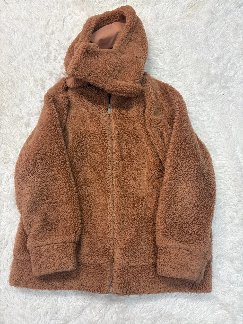 Alo Yoga Brown Tan Foxy Sherpa Jacket Coat Full Zip